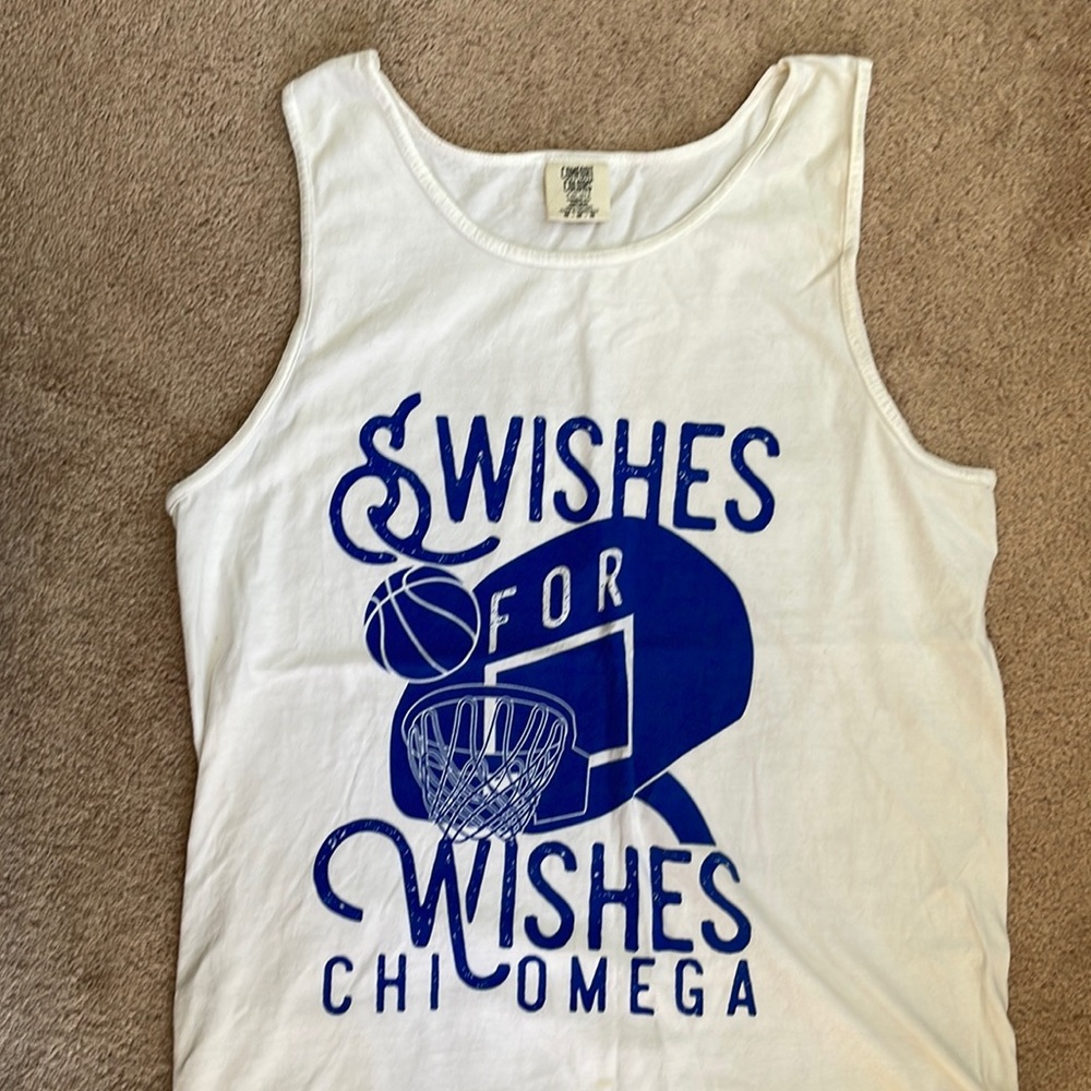 Chi Omega make a wish foundation Swishes for Wishes tank top size medium - CC